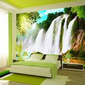 Fotobehangkoning - Behang - Vliesbehang - Fotobehang Grote Waterval - Imposante Watervallen - 100 x 70 cm