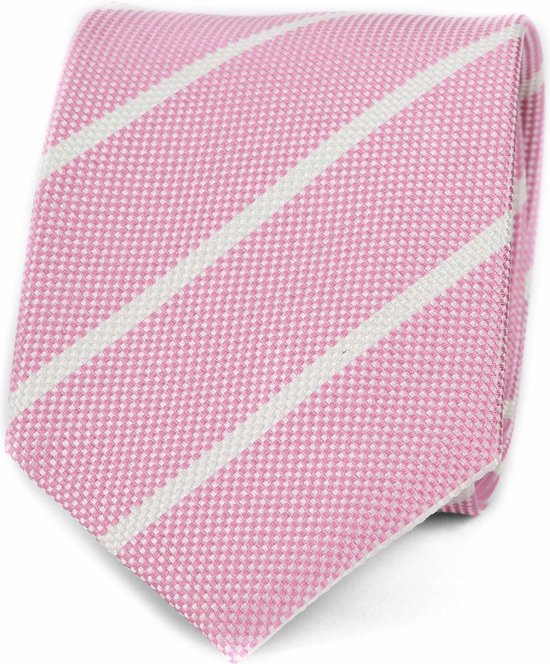 Convient - Cravate Stripes Rose - Cravate de Luxe pour hommes en 100% soie - Rayure