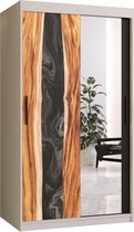 Zweefdeurkast met spiegel Kledingkast met 3 schuifdeuren Garderobekast slaapkamerkast Kledingstang met planken (LxHxP): 100x200x60 cm - Natural II (Wit, 100)