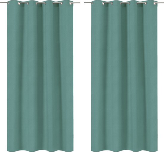 INSPIRE - Set van 2 verduisteringsgordijnen - Ondoorzichtige gordijnen AREL - 2 x B.140 x H.280 cm - Gordijnen met oogjes - Polyester - Turquoise groen