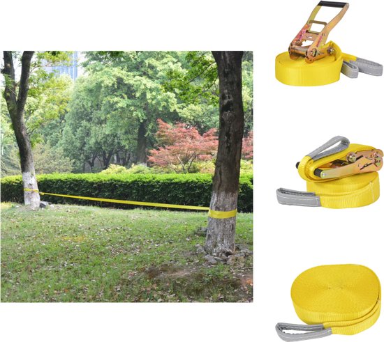 Foto: Vidaxl slackline 15m 50mm balans en acrobatische oefeningen geel krachtapparaataccessoire