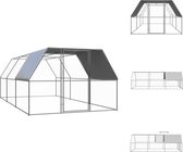 vidaXL Kippenverblijf Gegalvaniseerd Staal - 3x6x2m - Waterbestendig dak - met slot - Zilverkleurig - Hok