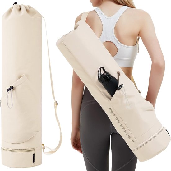 ROBSON Yogatas van katoen, extra groot, voor yogamat, yoga-accessoires, gymtas, rugzak, draagtas, fitness, pilates, yoga (blauw