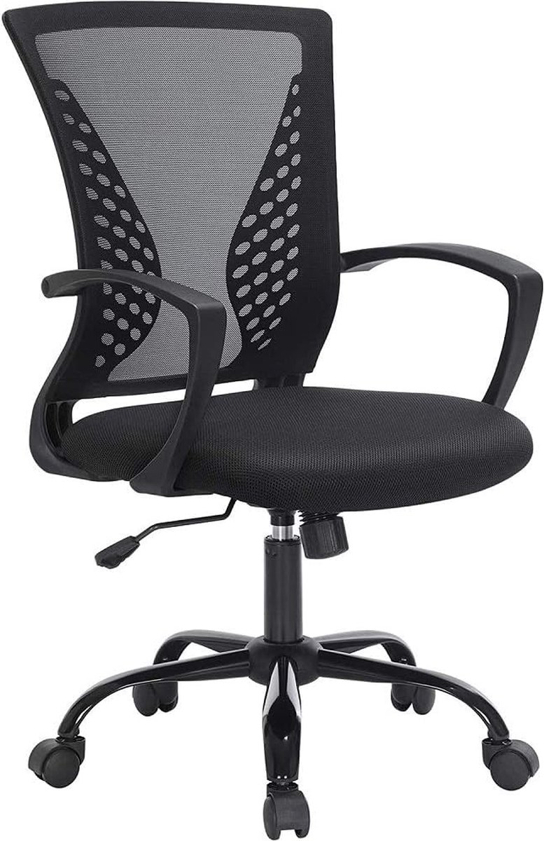 Obn22Bk Bureaustoel, Kantelfunctie, Ademend, Tot 120 Kg Belastbaar 64 X 64 X 96 Cm,Zwart