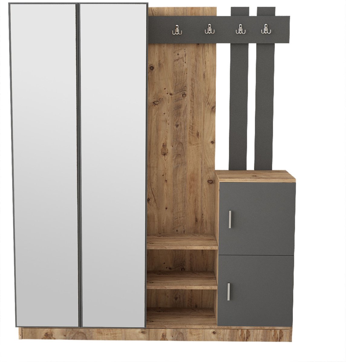 Emob Vestiaire Killian 147cm grenen antraciet