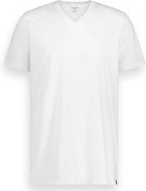 Wit V-hals T-shirt van LEBASQ, extra lang model.