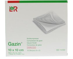 Gazin Gaaskompres 10 x 10 steriel 5 x 2 10 Stuks