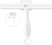 Silicone Shower Squeegee with Holder 29 cm, Ergonomic Anti-Rust Silicone Squeegee Shower with Stainless Steel Frame for Shower Door, Mirror and Window Cleaning Shower Squeegee, White