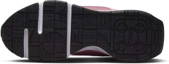 Zool van roze Nike sneaker met zwart profiel en witte accenten.