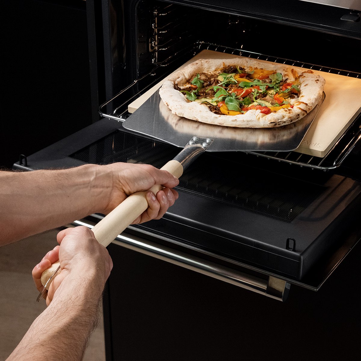 Set à pizza premium : pierre de cuisson rectangulaire et pelle