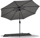 Parasol 270 cm met zwengelinrichting, knikbaar, zonwering, uv-bescherming, balkonscherm, tuinscherm, marktscherm met beschermhoes, grijs