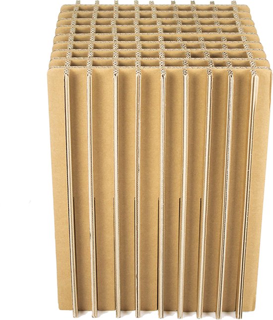Kartonnen Raster Krukje - Kartonnen meubel - Karton kruk - 30x30x40 cm - Duurzaam Karton - Hobbykarton - KarTent