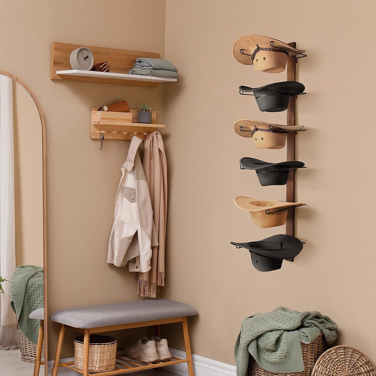 MISSLO Boîte De Rangement Pliable Pour Chapeau De Cowboy Avec Poignées - Gris, Grand Format Pour Voyage Et Maison