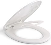 Toiletzitting Family Toiletbril met magnetisch te bevestigen kinderzitje, automatische sluiting, verstelbaar scharnier, Quick-Release-functie/O-vorm PP wc-bril (447 x 371 x 55 mm)