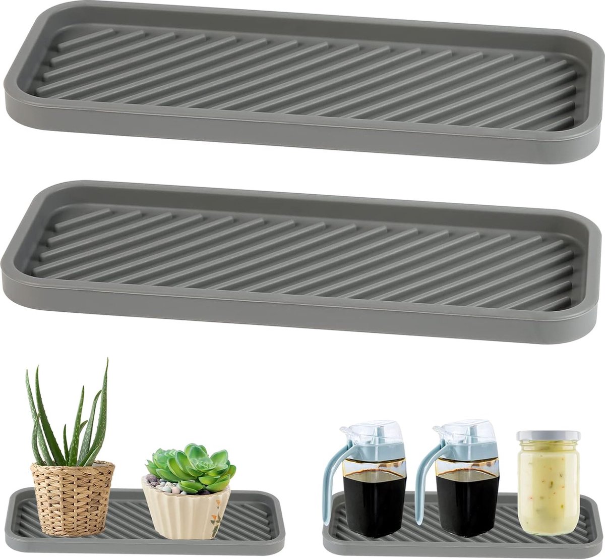 Goedkoopste 2 stuks siliconen spoelbak-organizer, sponshouder, spoelbak, organizer, keuken, vaatwasserbestendig, afdruipmat siliconen voor sponzen, borstels, zeep (grijs