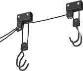 ProPlus Fietslift - XL - Ophangsysteem voor Fiets, Ladder en Dakkoffer - Met katrollen – Tot 57 kg - Plafondbevestiging – Haken met rubberen afwerking – Ook voor Kajaks en Ladders – Zwart