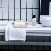 Glazen zeepbakje, glazen zeepsponsbakje, zeepbakje voor keuken en badkamer, transparante douchezeephouderaccessoires voor badkamer (ellips)
