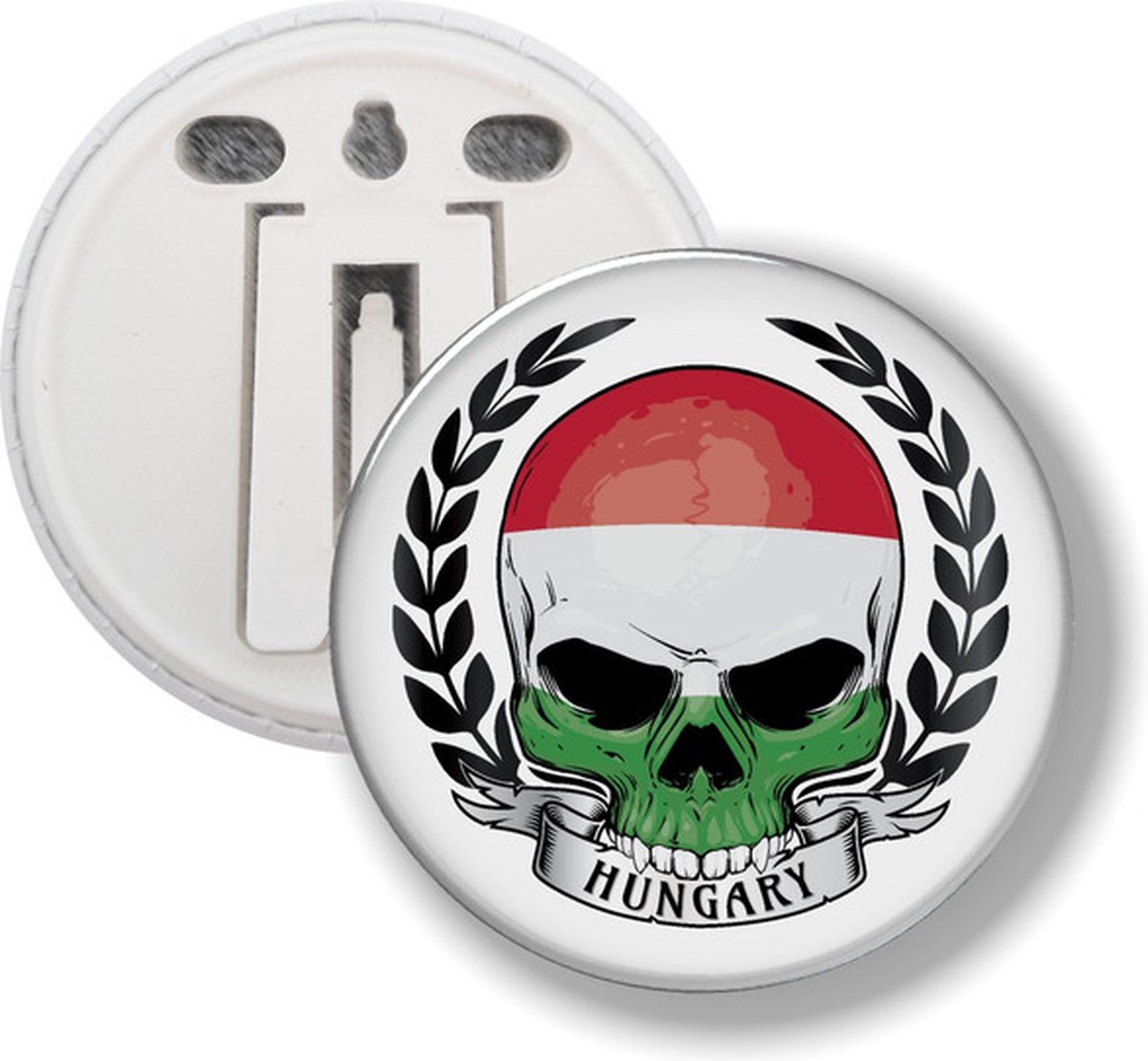 Button Met Clip - Schedel Vlag Hongerije