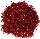 Decoris kerstslinger - rood - sterren - 270 x 7 cm - glans - lametta/folie/tinsel