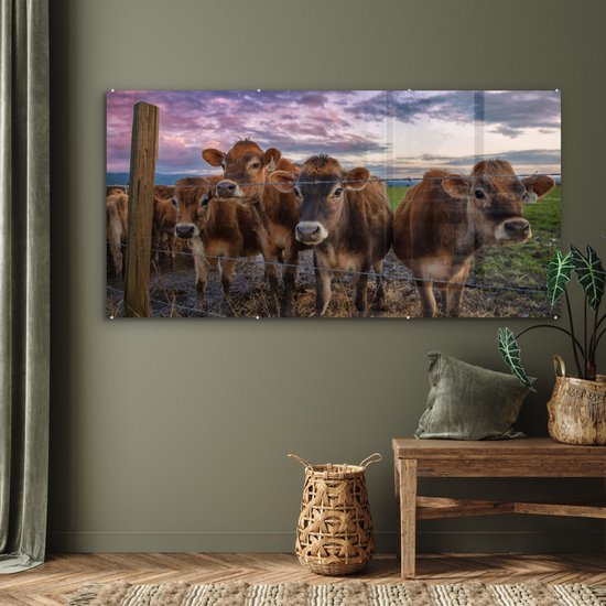 MuchoWow® Peinture sur Verre - Vache - Animaux - Vaches - 160x80 cm - Peintures sur Verre Acrylique - Photo sur Glas