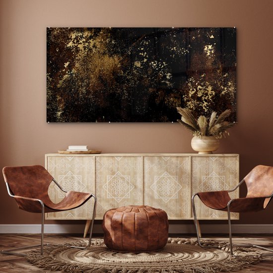 Peinture sur Verre - Or - Zwart - Luxe - 160x80 cm - Peintures sur Verre Acrylique - Photo sur Glas