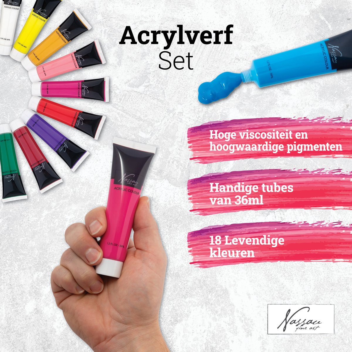 Acrylverf set 18pcs - Acrylverf Tubes 36ML - Schilderen voor volwassenen - hobbyverf — afbeelding 12