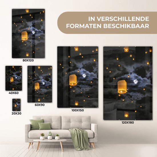 Peinture sur Verre - Loi Krathong en Thaïlande - 80x120 cm - Peintures sur Verre Peintures - Photo sur Glas