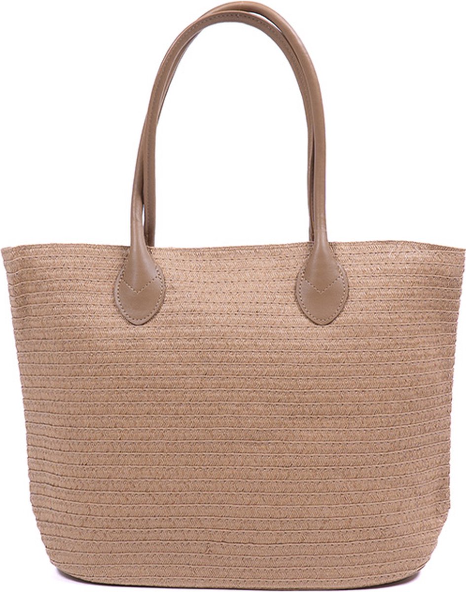 Monnq - strandtas met rits - rieten tas - strandtas riet - Magha Wheat
