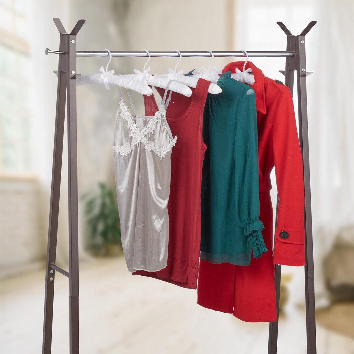 Relaxdays Cintre En Satin, Set De 5, Cintre Rembourré Doux Pour