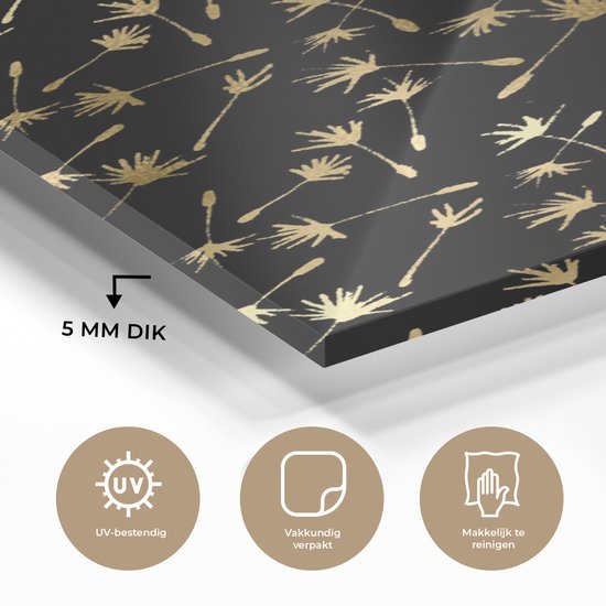 Peinture sur verre MuchoWow 60x90 cm - Peinture acrylique sur verre - Motifs - Graines - Or - Photo sur verre - Peintures