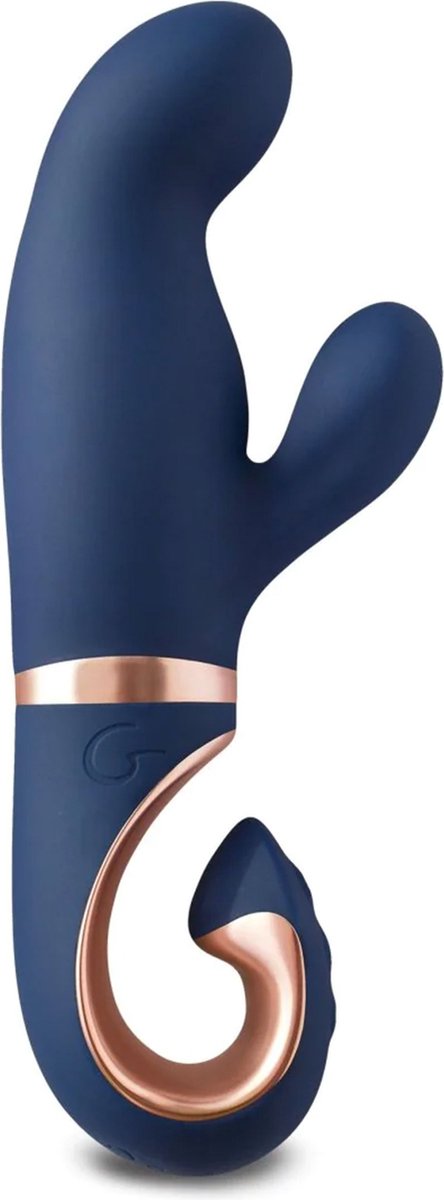Goedkoopste G Vibe - Gentley - Rabbit Vibrator - G-Spot en Clitoris Stimulatie - Siliconen - Blauw/Goud