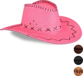 Relaxdays Cowboyhoed - carnaval - western hoed - country hoed - cowboy accessoires - roze