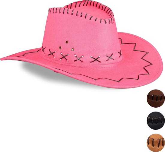 Relaxdays Cowboyhoed - carnaval - country hoed - cowboy accessoires - roze | bol.com