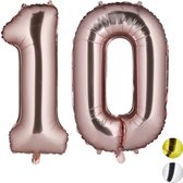 Relaxdays folie ballon cijfer 10 - cijfer ballon groot - folieballon - verjaardagsballon - Rose goud