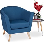 relaxdays cocktailstoel - armstoel - comfortabele loungestoel - retro stoel - blauw