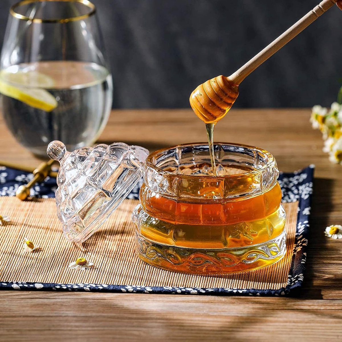 Pot à miel en verre avec cuillère en bois - Kilner