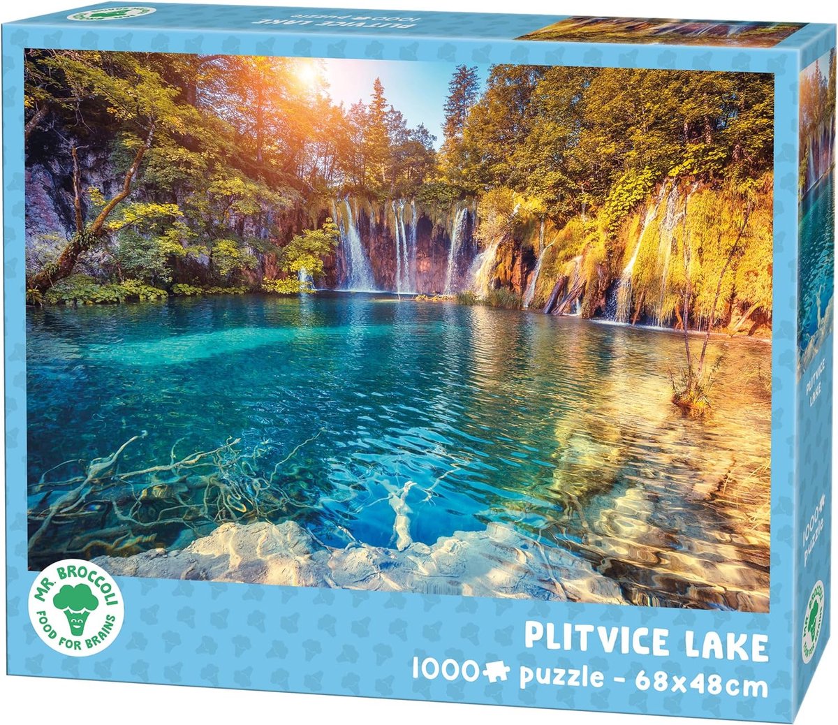 Mr. Broccoli Puzzel 1000 Stukjes Volwassenen - Plitvice Lake - Legpuzzel Waterval Kroatië - Landschap Collectie - 68 x 48 cm
