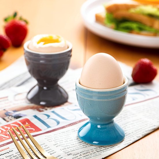 Eierdopset van porselein 6-delige eierdopjes stapelbaar 7 x 5,2 cm voor
