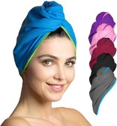 Haartulbandset, microvezel, 2 stuks, absorberend en sneldrogend, speciale tulband, handdoek en haarhanddoek (blauw-groen)