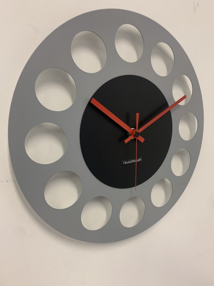 Wandklok CHANTALBRANDO -- GREY & BLACK TORNADO 40 -- MODERN DESIGN --