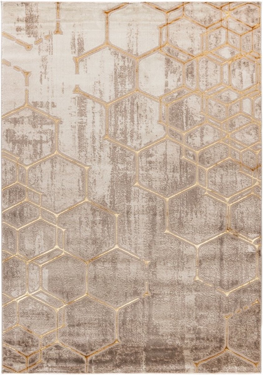 Muratap Tapijtenloods Fashion Vloerkleed Club - Beige Goud - 200x290 CM - Modern Tapijt Laagpolig