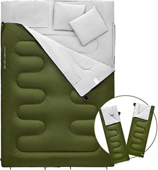 COSTWAY 2 in 1 dubbele slaapzak, enkele slaapzak XL, deken personen/met