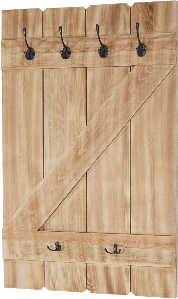 Cosmo Casa Wandkapstok - Kapstokpaneel - 6 Haken - Grenen - 91x60cm Bruin