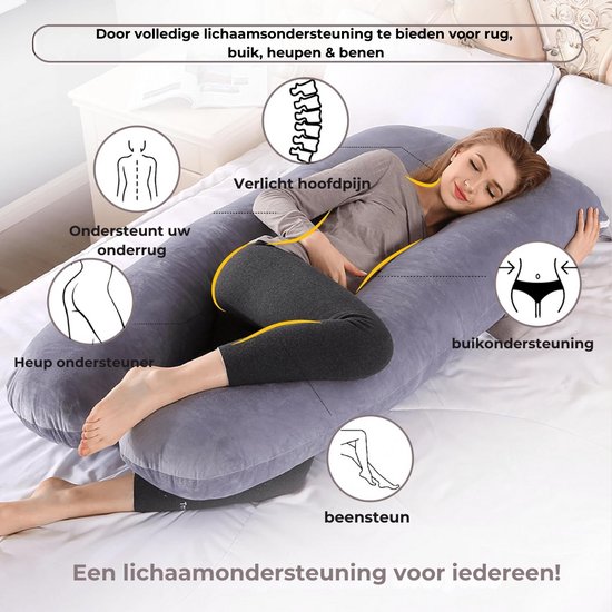 Zwangerschapskussen - XXL U-Vorm - Lichaamskussen - Zijslaapkussen - Pluche Overtrek - Voedingskussen - 280 CM - Ritssluiting - Rheme van Rheme — afbeelding 3