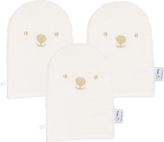 Nifty Washandjes - Baby Washandjes - Set van 3 - Dier - Wit Glamour