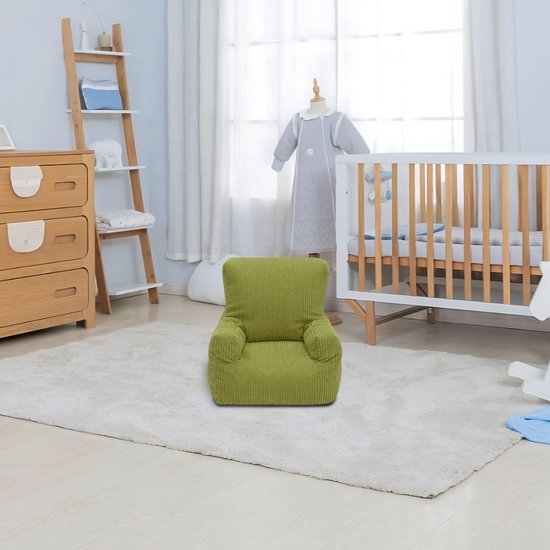 Fauteuil Poire Enfant Velours Côtelé - Rempli Billes EPS - 51x51x42cm - Rose - Confort Et Sécurité
