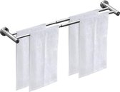 Porte-serviettes rétractable, porte-serviettes réglable, 43-72 cm, acier inoxydable, porte-serviettes, barres à serviettes, fixation murale avec vis, chrome (double)