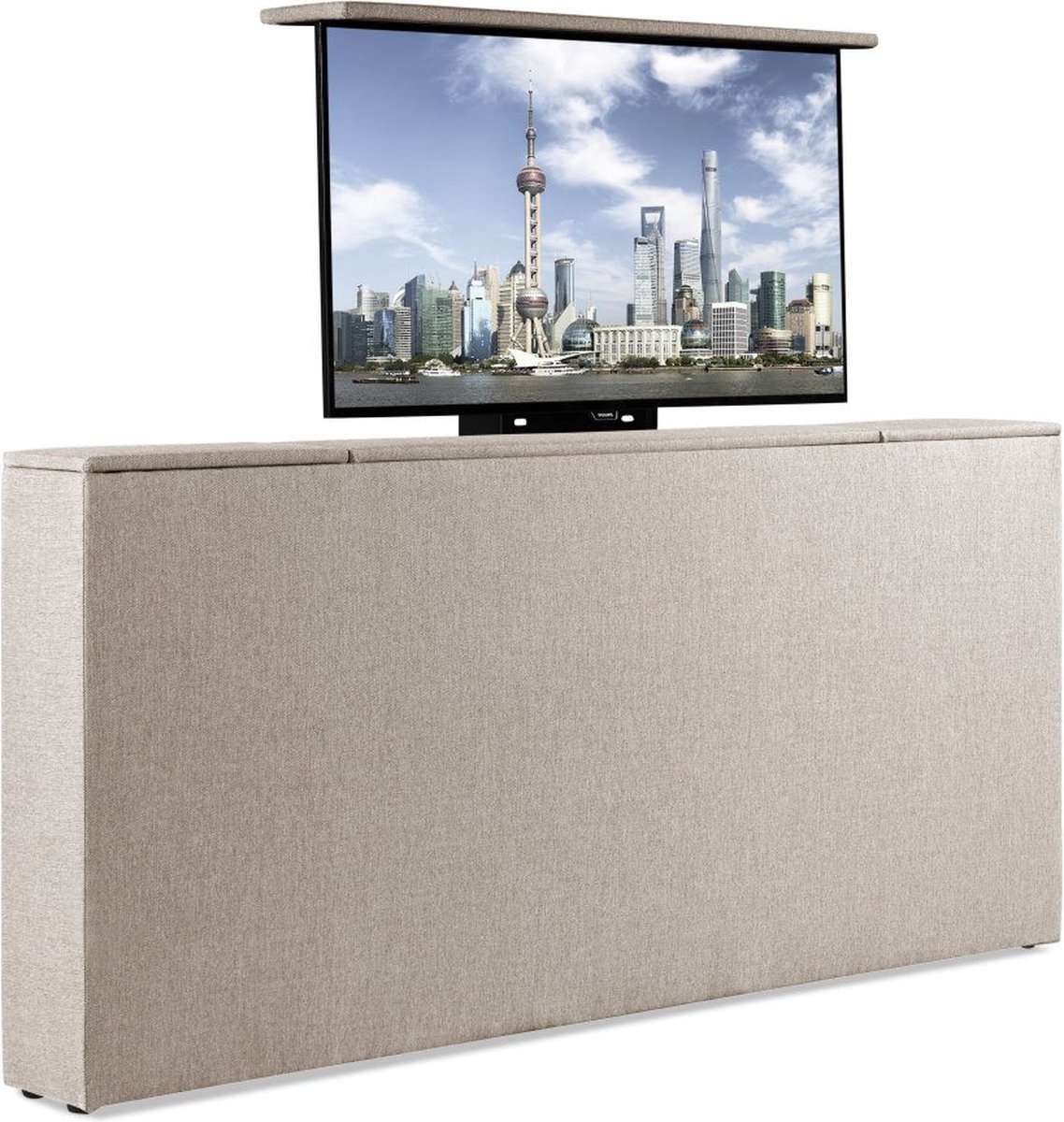 Bedonderdeel - BedNL TV-Lift Systeem in Voetbord - Max. 42 inch TV - 200 breed 85 Hoog 22 Breed- Lederlook Beige