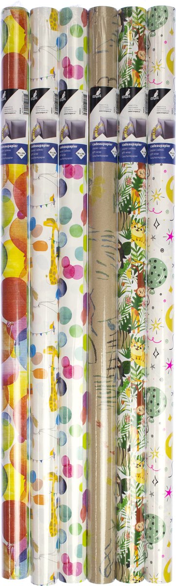 Kangaro cadeaupapier - kind - dessins assorti - 70 x 200 cm - 60 rollen - K-95935