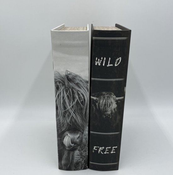 Highlander écossais Wild Free Book coffre-fort boîte de rangement décorative pour livres 30 cm x 20 cm anthracite | 141117 | Accueil Sweet Home